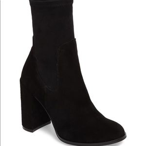 Chinese Laundry mid-calf black suede sock bootie